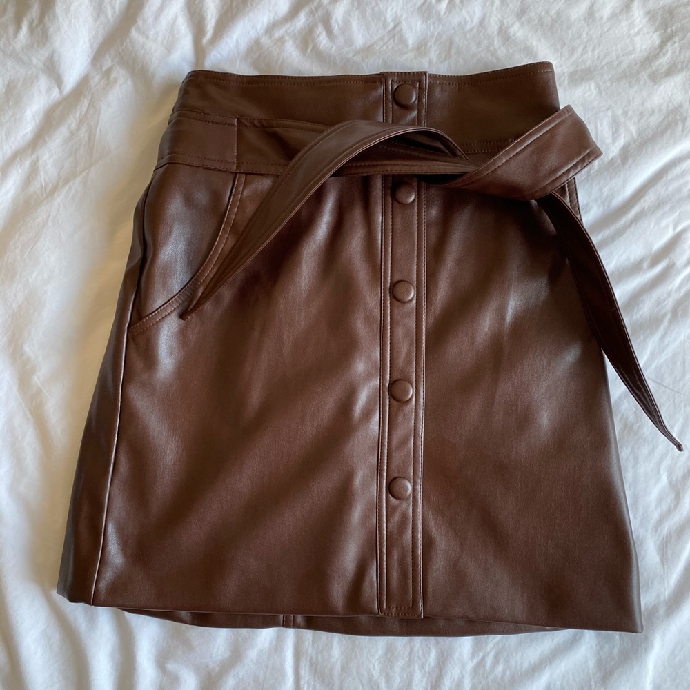 Faux Leather Paperbag Skirt